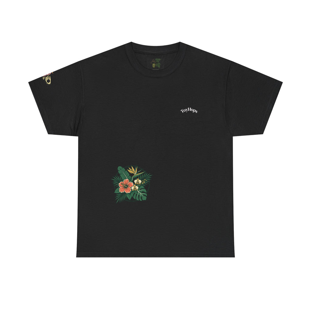 Koi Pond Tee — Black Floral Koi Fish Graphic T-Shirt