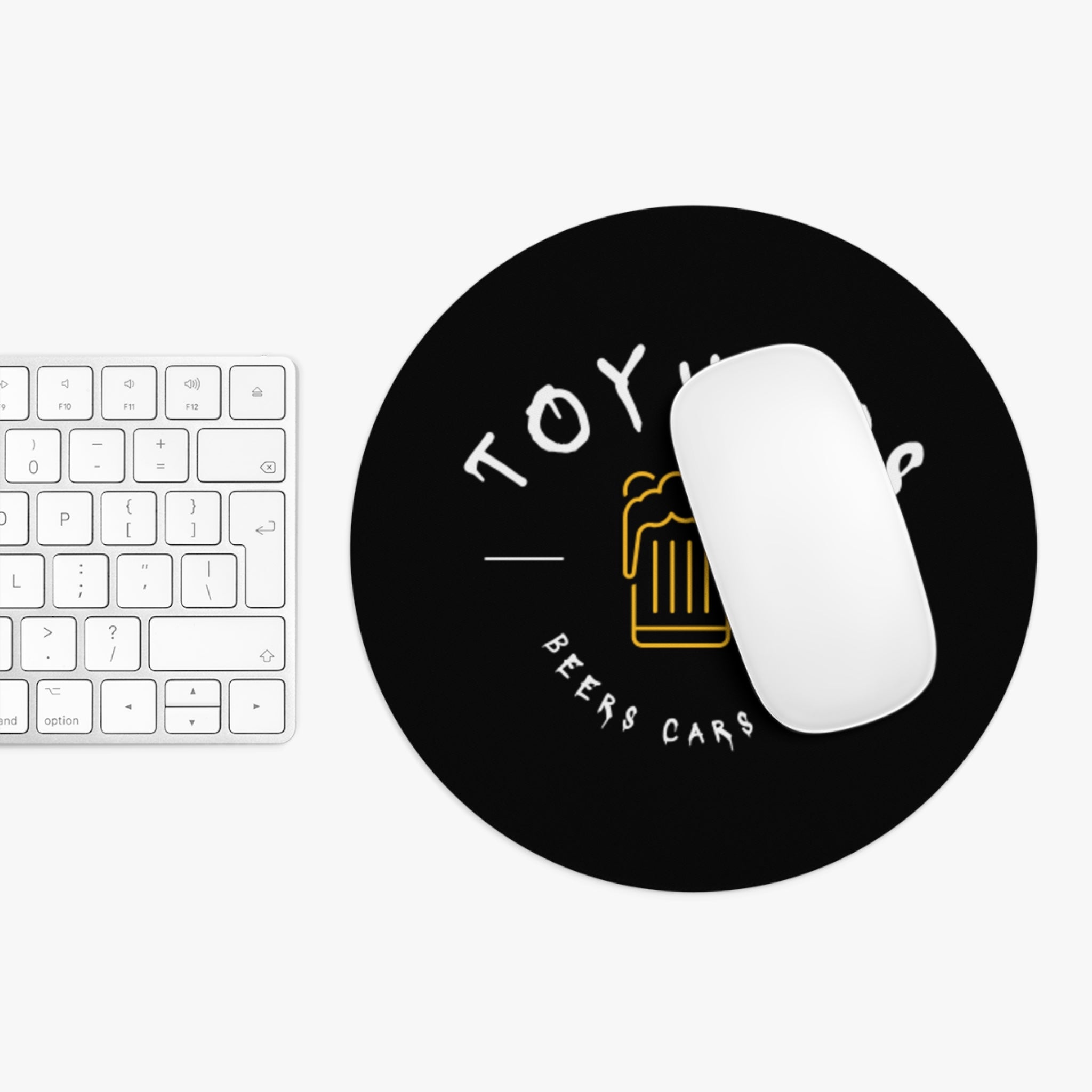 Mouse Pad — ToyHops Logo Beer & Cars Desk Mat (Round)