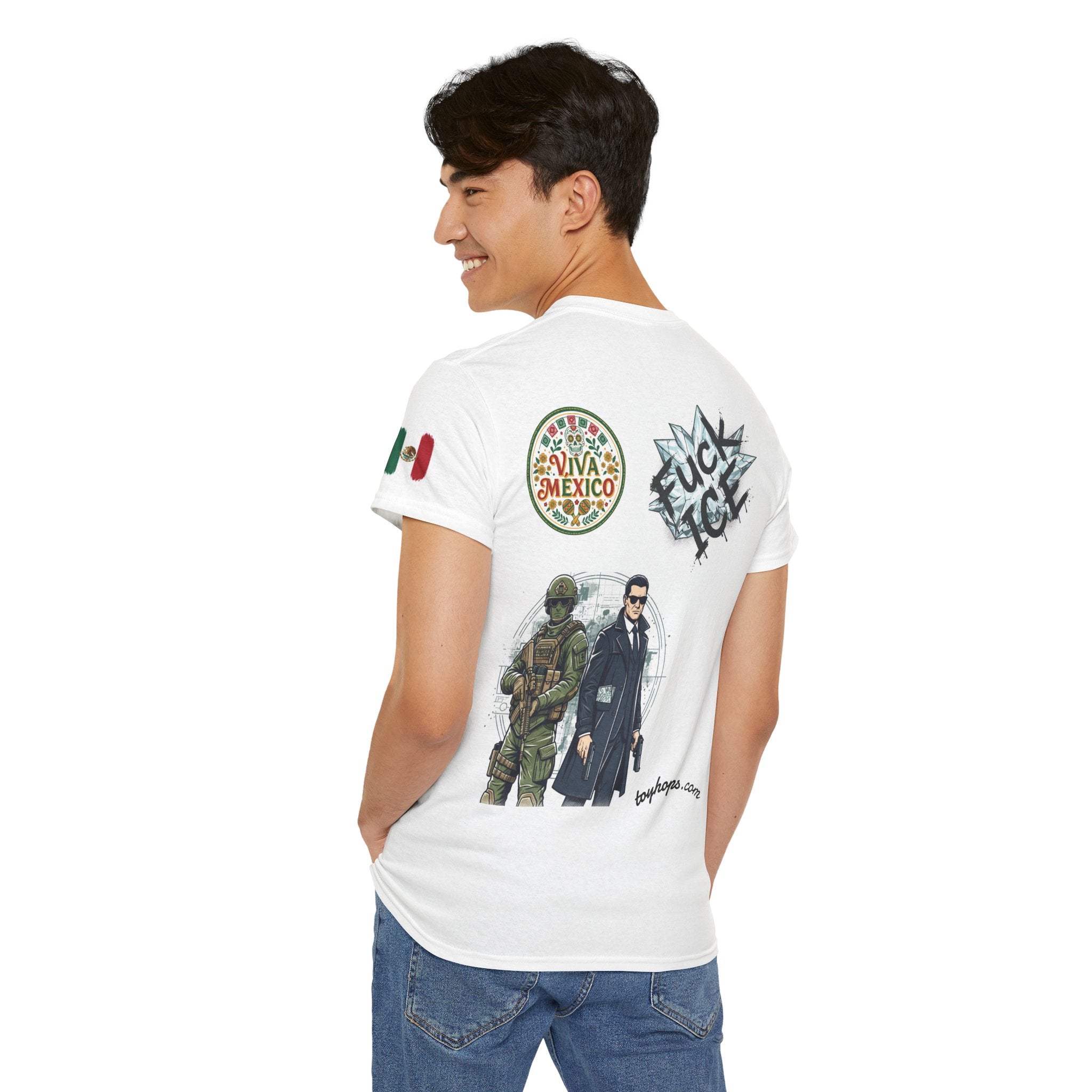 Graphic Tee — 'Viva Mexico' & 'Fuck ICE' Illustrated Design