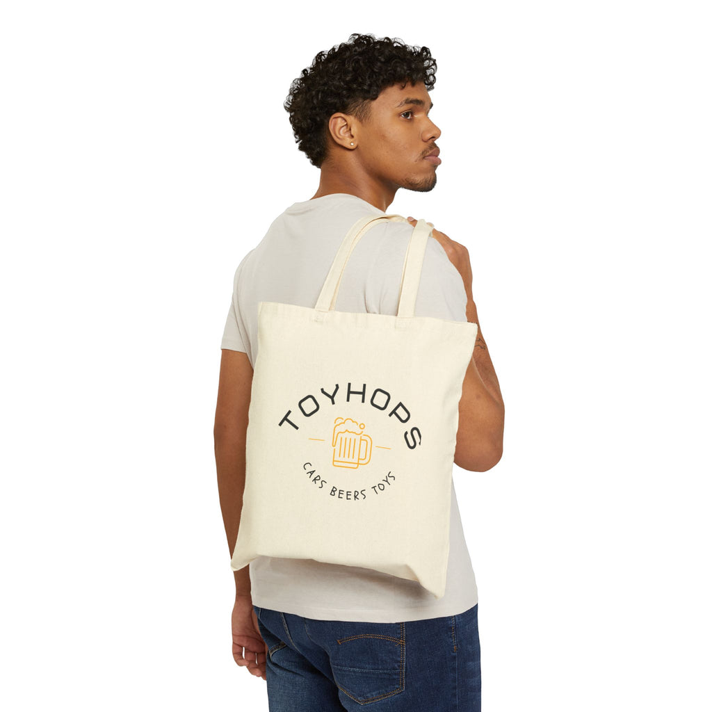 Toyhops Logo Canvas Tote Bag — 'Need Money 4 LS6' Car Graphic Tote