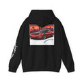 Los Angeles Red Sports Car Hoodie — Retro Sunset Cityscape Pullover
