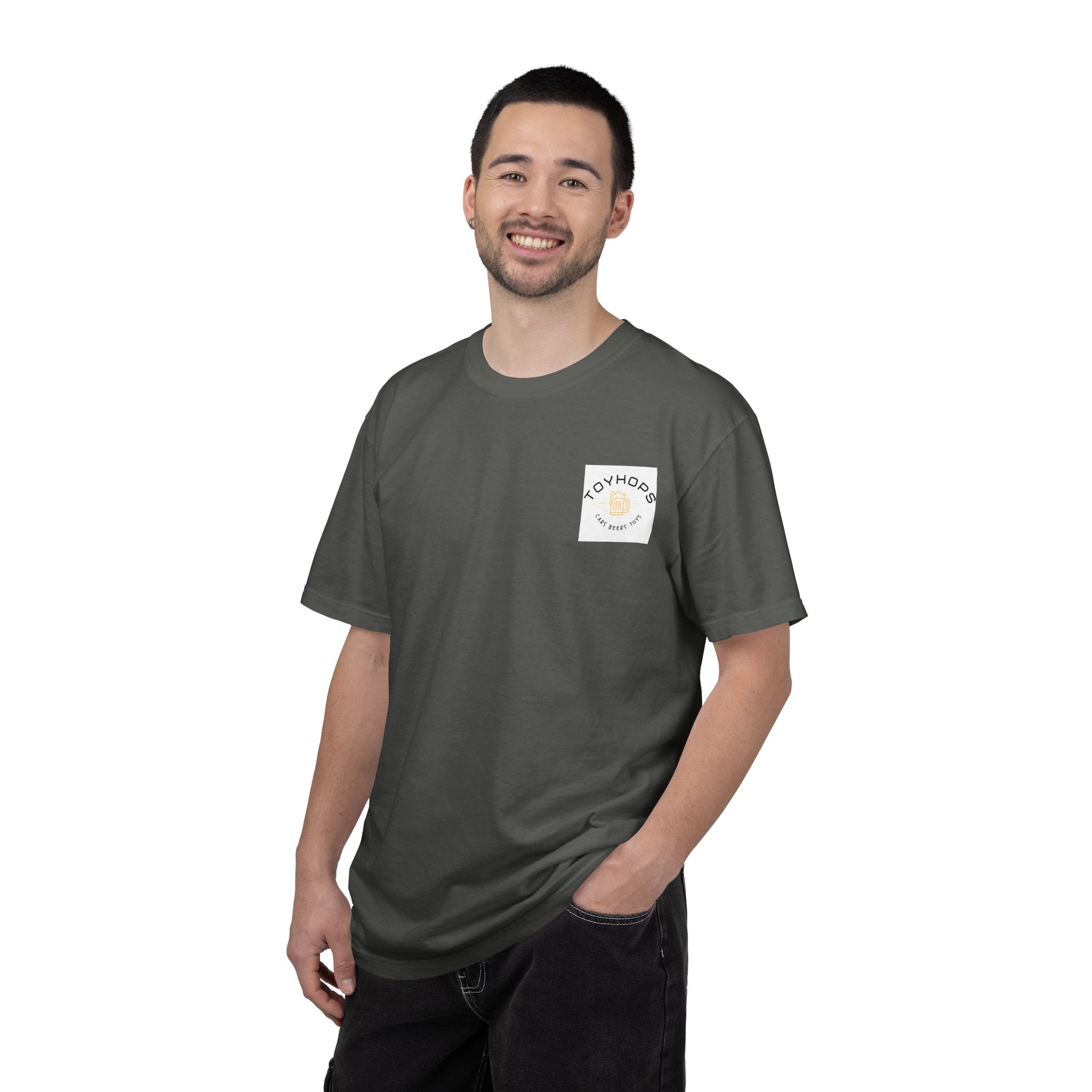 Street Racing Graphic T‑Shirt — Neon Fast Car Back Print ("Money" LS6)