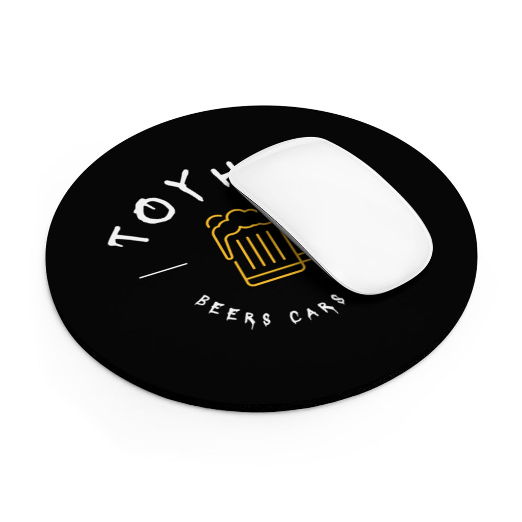 Mouse Pad — ToyHops Logo Beer & Cars Desk Mat (Round)