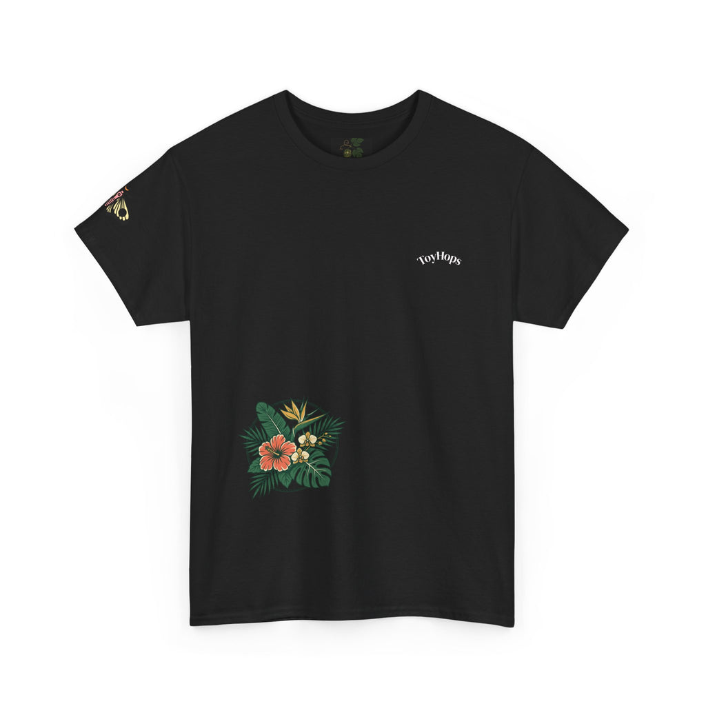 Koi Pond Tee — Black Floral Koi Fish Graphic T-Shirt