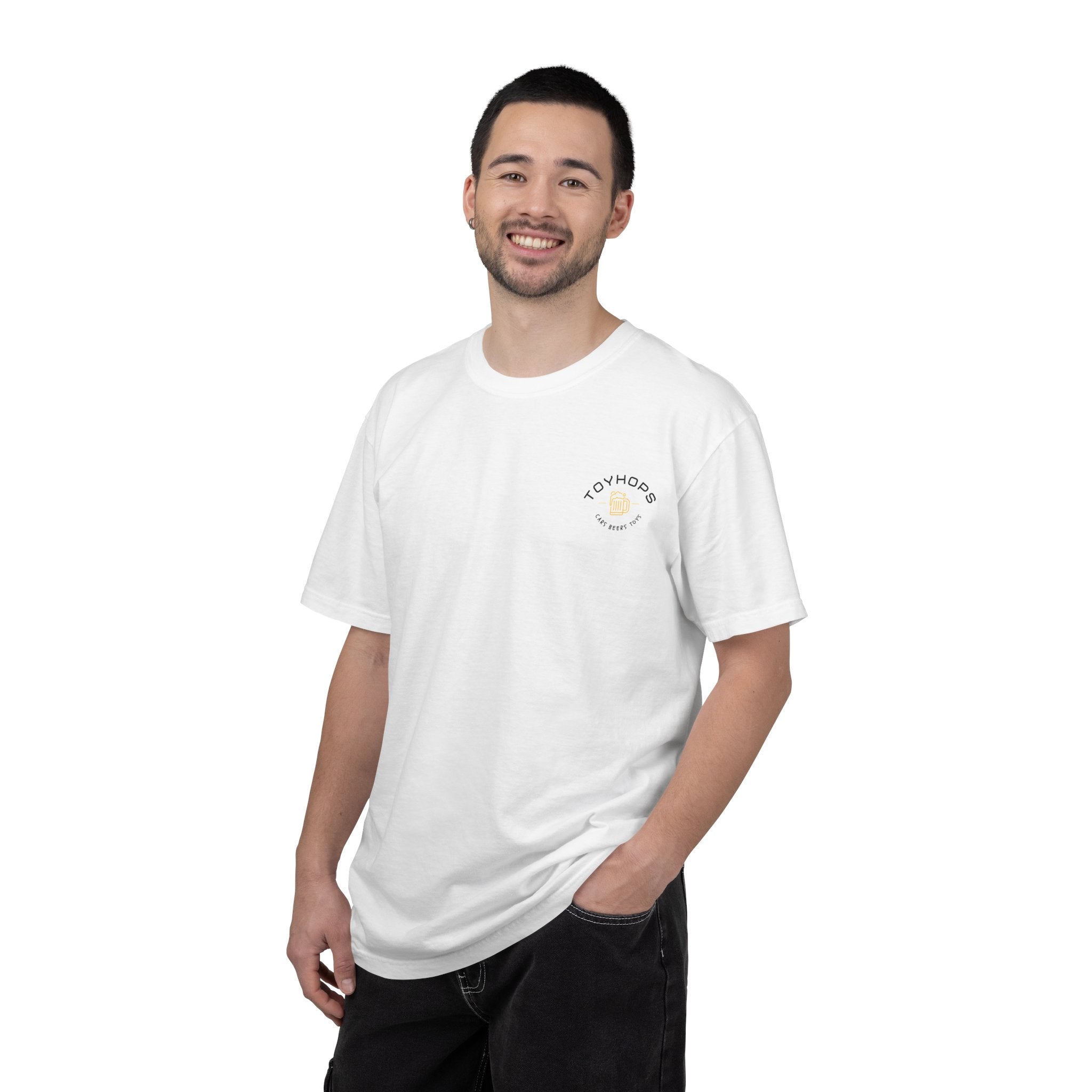 Street Racing Graphic T‑Shirt — Neon Fast Car Back Print ("Money" LS6)