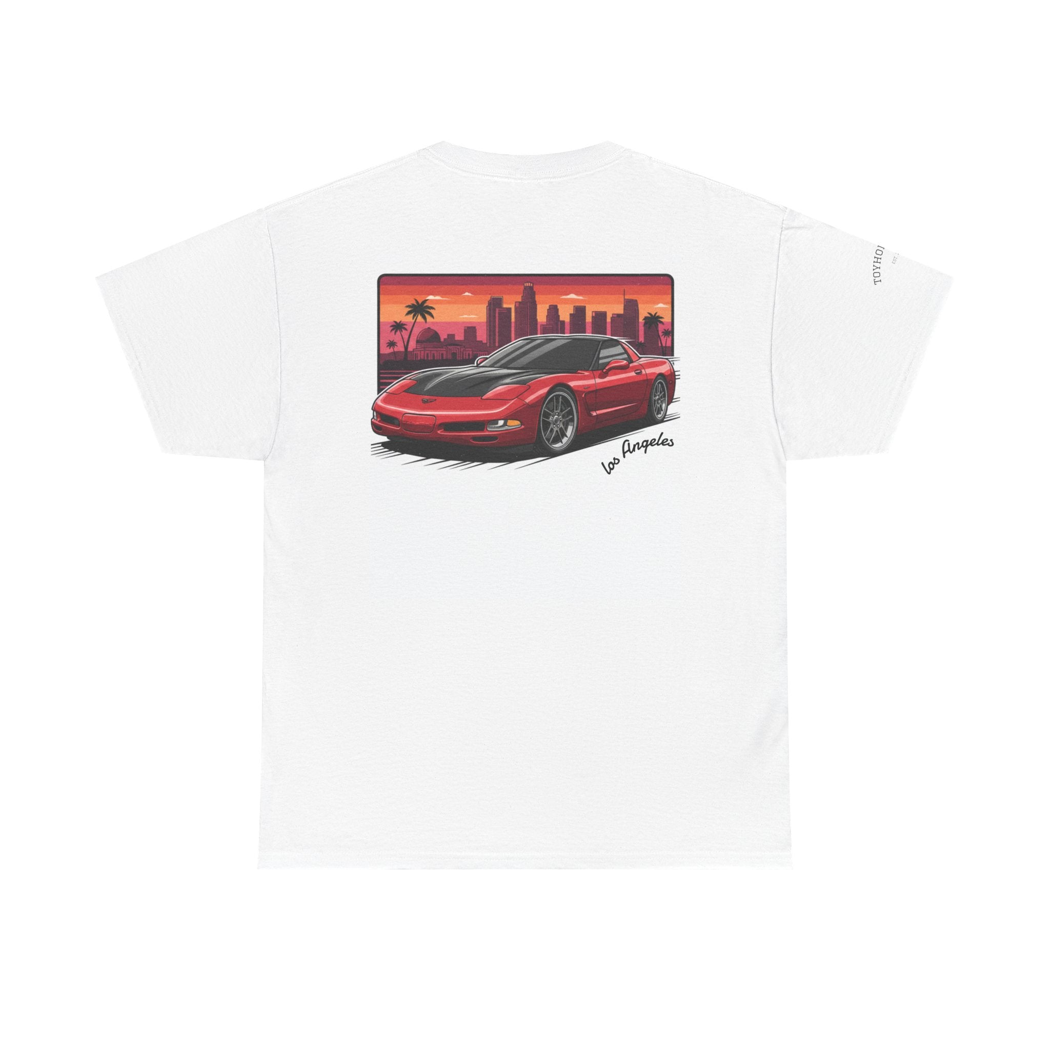 Vintage Sports Car Sunset T‑Shirt — 'Los Angeles' Retro Corvette Tee